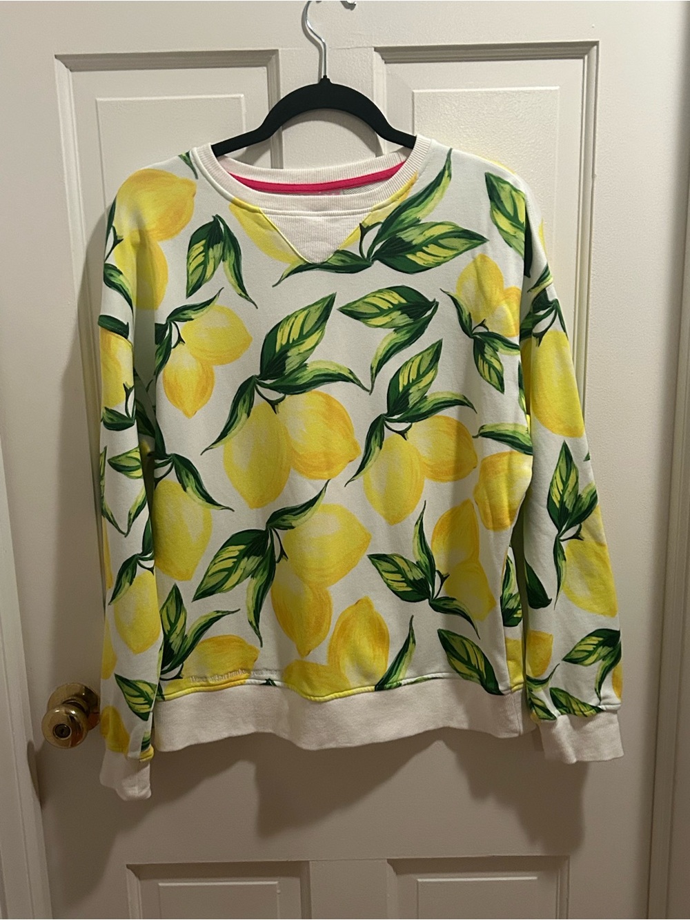 Terez White Lemon-Print Crewneck Sweatshirt - Size S- worn one time
